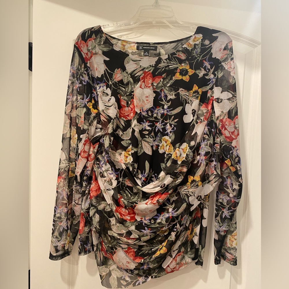 INC Floral Mesh Top